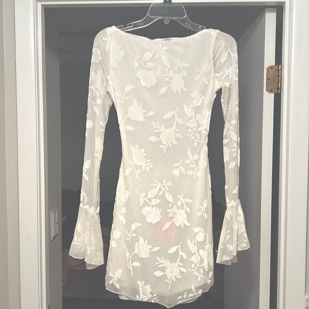White Long Sleeve Mini Dress